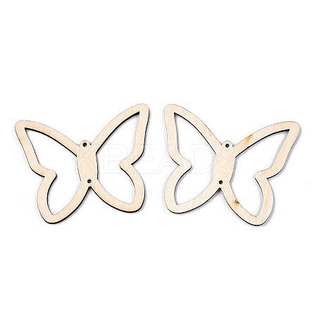 Unfinished Natural Poplar Wood Connector Charms WOOD-TAC0012-15-1