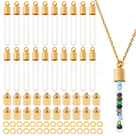 DIY 304 Stainless Steel & Glass Bottle Pendant Necklace Making Kits DIY-HS0001-51G-1