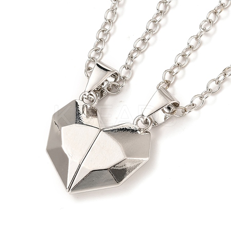 Rack Plating Alloy Heart Pendant Necklaces Sets NJEW-B081-08C-1