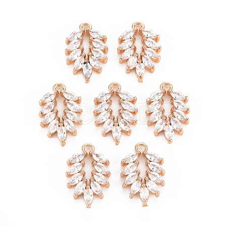 Rack Plating Brass Micro Pave Clear Cubic Zirconia Pendants KK-T060-33-RS-1