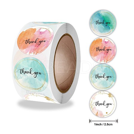 4 Styles Self-Adhesive Thank You Stickers Roll LS-STIC-PW0002-103C-03-1