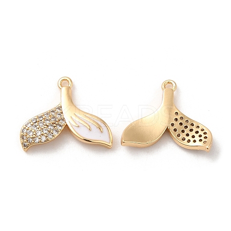 Brass with Clear Cubic Zirconia Enamel Charms KK-F860-57G-1