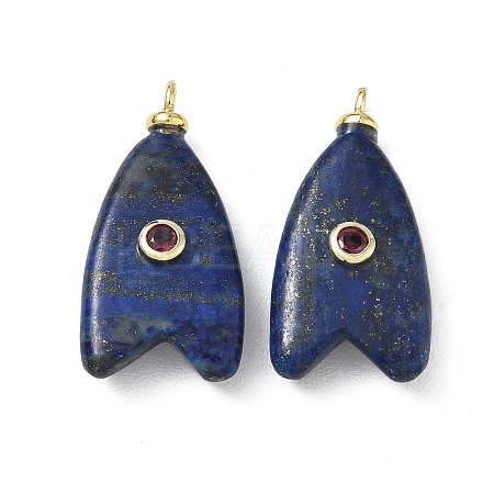 Brass & Dyed Natural Lapis Lazuli & Cubic Zirconia Pendants GG-CBAD360-20G-06-1