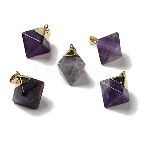 Natural Amethyst Pendants G-P474-03G-05-1