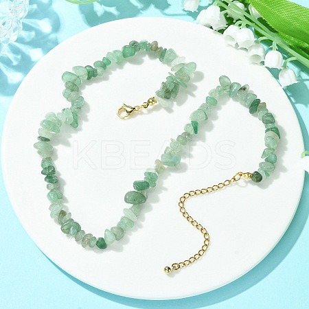Natural Green Aventurine Chips Beaded Necklace NJEW-FZ00004-03-1
