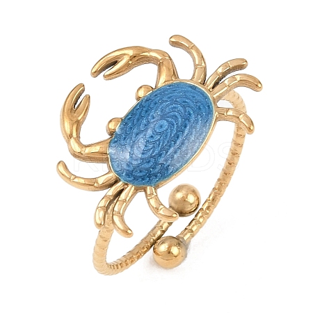 Adjustable 304 Stainless Steel Enamel Open Cuff Rings LS-RJEW-P179-04G-1
