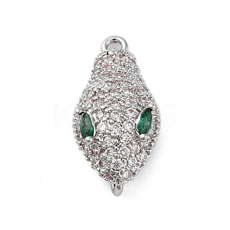 Brass Clear & Green Cubic Zirconia Connector Charms KK-P289-11P-1