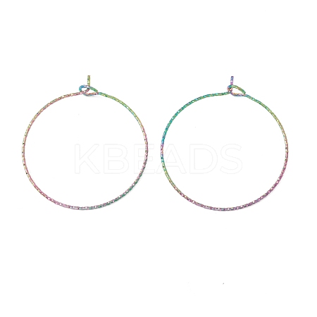 Rainbow Color Ion Plating(IP) 316 Surgical Stainless Steel Hoop Earrings Findings STAS-D183-02M-03-1