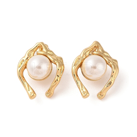 304 Stainless Steel Plastic Bead Stud Earrings EJEW-S227-06G-1