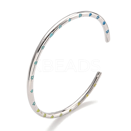 Brass Enamel Cuff Bangles for Women BJEW-G703-08A-P-1