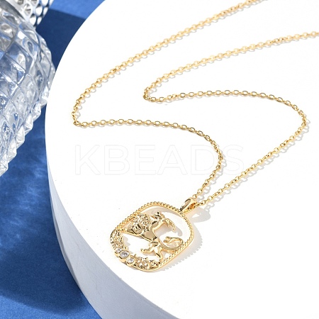 Brass Clear Cubic Zirconia Pendant Necklaces for Women NJEW-B121-01G-04-1