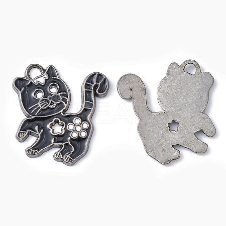 Alloy Enamel Kitten Pendants EA556Y-4-1