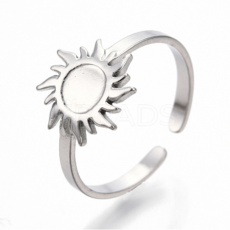 Non-Tarnish 304 Stainless Steel Sun Cuff Rings RJEW-N038-116P-1