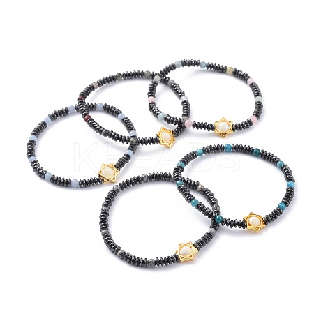 Non-Magnetic Synthetic Hematite Beads Stretch Bracelets BJEW-JB04660-1