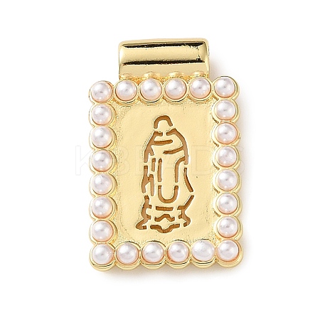 Brass & Plastic Pearl Pendants KK-L269-01G-02-1
