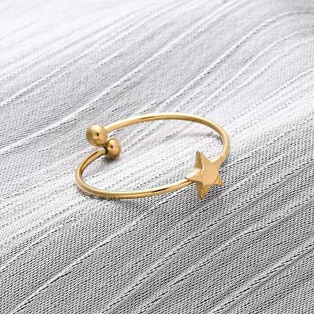 304 Stainless Steel Open Cuff Ring for Women RJEW-A071-01E-G-1