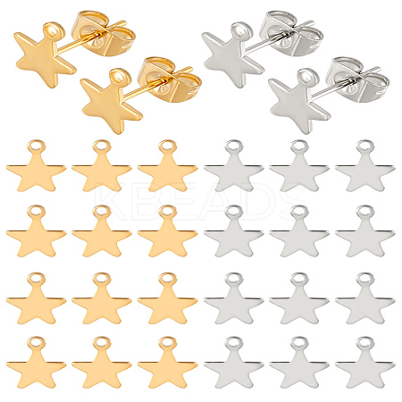 40Pcs 2 Colors 304 Stainless Steel Stud Earring Findings STAS-LP0002-09-1