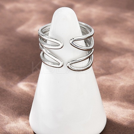 304 Stainless Steel Adjustable Open Cuff Rings for Women RJEW-K299-02P-1