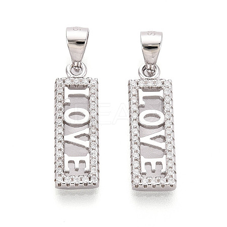 925 Sterling Silver Micro Pave Clear Cubic Zirconia Heart Hamsa Hand Pendants STER-N016-101P-1