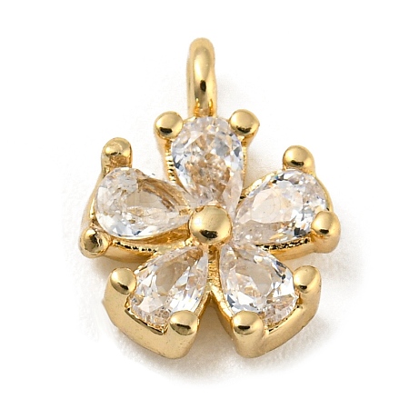 Brass with Clear Cubic Zirconia Charms KK-G478-02A-KCG-1