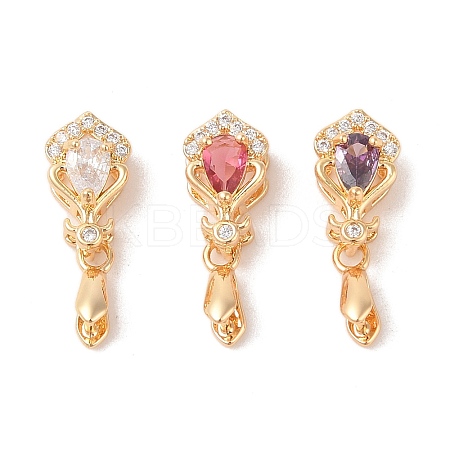 Golden Brass Micro Pave Clear Cubic Zirconia Ice Pick Pinch Bails KK-B100-049G-1