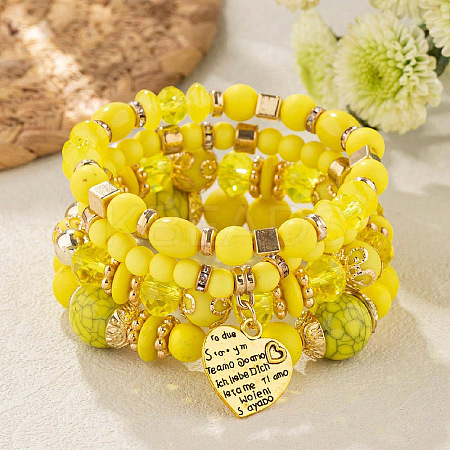 Boho Style Wood Beaded Stretch Bracelet Sets for Women WGE3C3B-31-1
