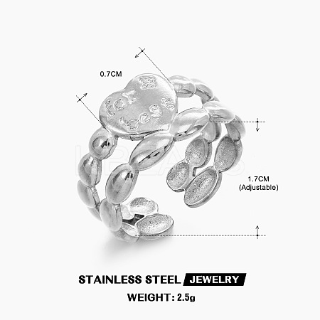 201 Stainless Steel Cuff Open Rings FS-WG76F01-04-1