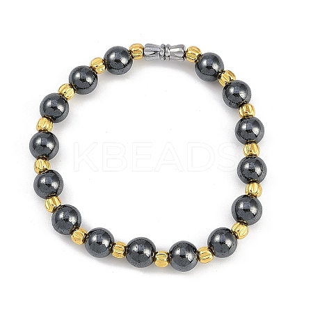 Synthetic Non-magnetic Hematite Beaded Stretch Bracelets for Women Men BJEW-F480-02B-1