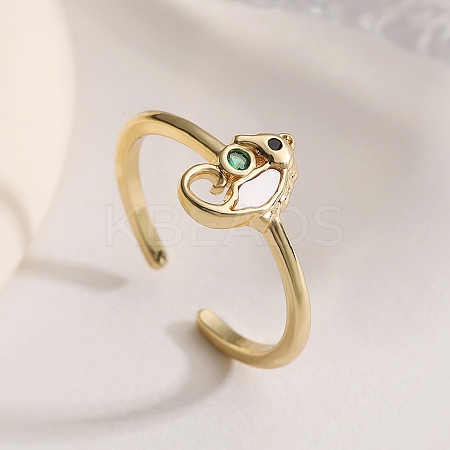 Brass Micro Pave Cubic Zirconia Open Cuff Rings for Women RJEW-K308-01B-G-1