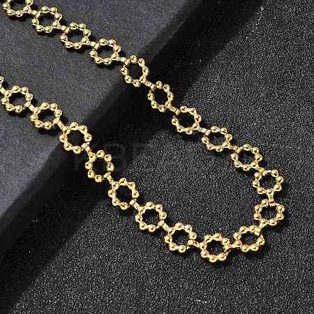 304 Stainless Steel Flower Link Chain Necklaces for Women NJEW-Z091-06G-1