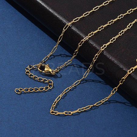 304 Stainless Steel Peanut Link Chain Necklaces for Women NJEW-U050-03G-1