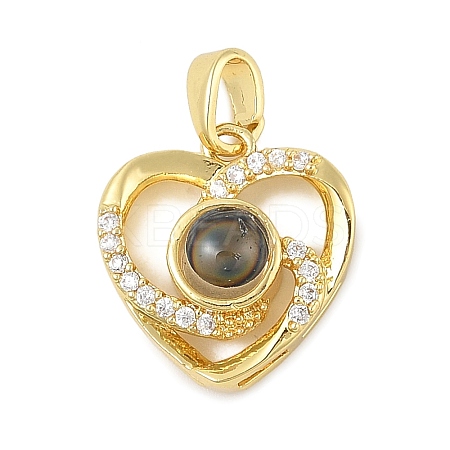Brass Micro Pave Cubic Zirconia and Glass Pendants KK-M315-01G-03-1