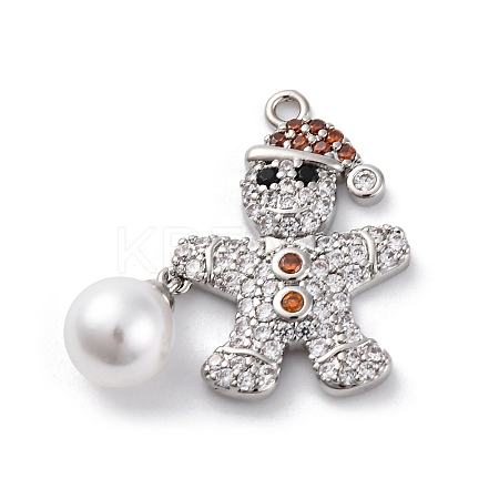 Santa Claus Brass Micro Pave Cubic Zirconia Pendants KK-Q010-03P-1