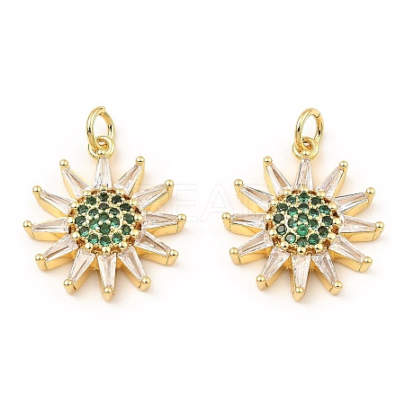 Rack Plating Brass Micro Pave Clear Cubic Zirconia Pendants KK-M253-10G-05-1