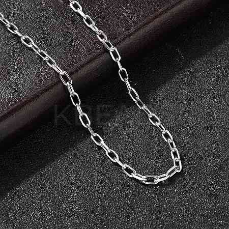2.5MM 304 Stainless Steel Paperclip Chain Necklaces for Women Men NJEW-A054-03P-1