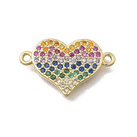 Brass Micro Pave Cubic Zirconia Heart Connector Charms KK-D431-062A-G-1