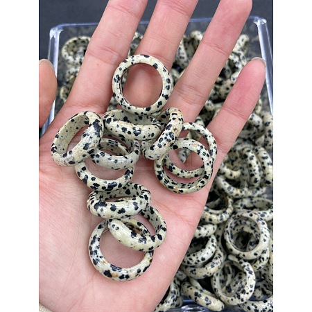 Natural Dalmatian Jasper Finger Rings WG8089A-05-1