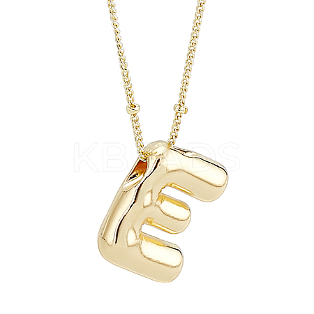 1pc Brass Chain with Alloy Letter Pendants Necklaces NJEW-LP0001-41E-G-1
