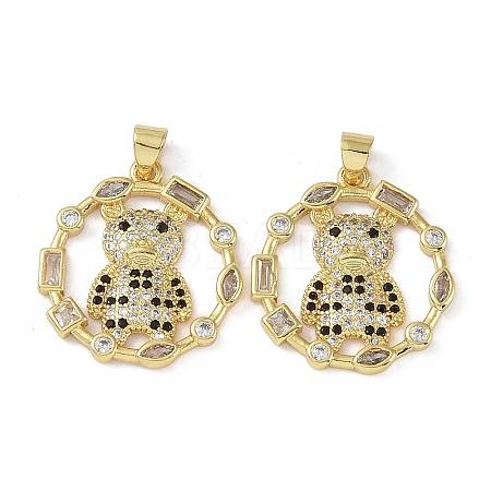 Rack Plating Brass Micro Pave Cubic Zirconia Pendants KK-K341-54G-03-1