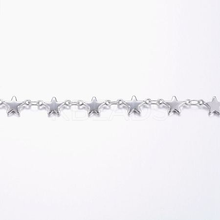 3.28 Feet Handmade 304 Stainless Steel Bar Link Chains X-STAS-G038-01P-1