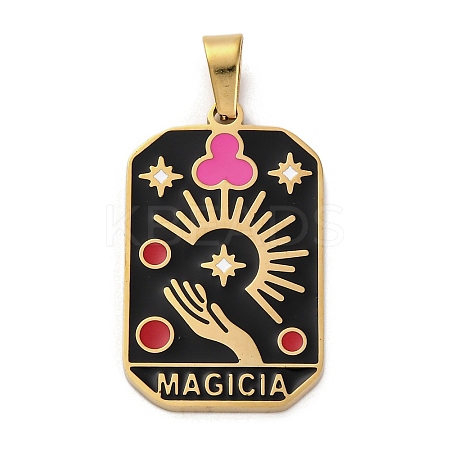 Ion Plating(IP) 304 Stainless Steel Enamel Pendants STAS-Q003-01G-022-1
