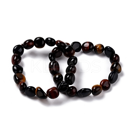 Natural Tiger Eye Beaded Stretch Bracelets BJEW-F414-02C-04-1
