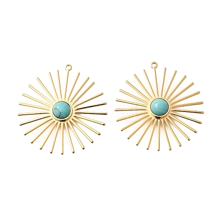Synthetic Turquoise Pendants KK-Z092-02G-1
