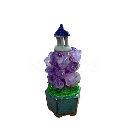 Natural Amethyst Pavilion Bonsai Decorations PW-WG69157-01-1