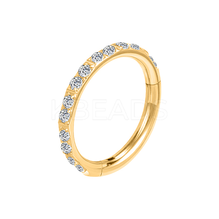 304 Stainless Steel Micro Pave Clear Cubic Zirconia Hoop Nose Rings AJEW-D306-06G-1