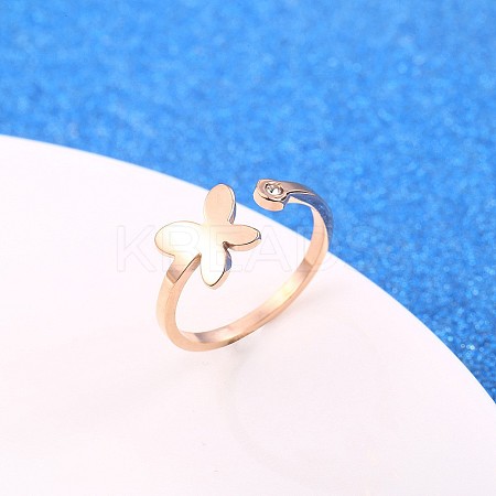 Stylish Adjustable 304 Stainless Steel Butterfly Cuff Rings for Women CD3807-15-1