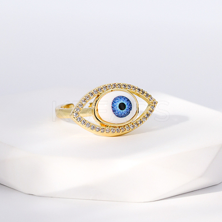 Evil Eye 201 Stainless Steel Open Cuff Rings for Women US1717-2-1