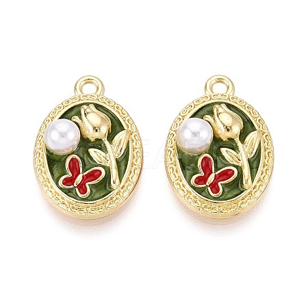 Rack Plating Alloy Enamel Pendants ENAM-N065-11KCG-1