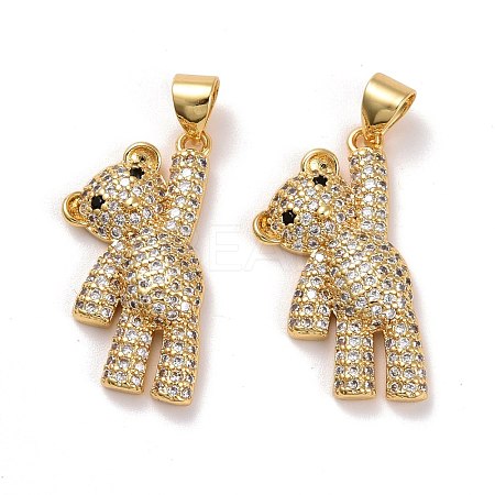 Brass Micro Pave Clear Cubic Zirconia Pendants KK-K258-21G-RS-1