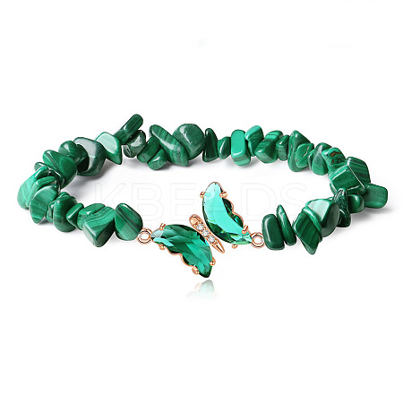 Fashionable Natural Malachite Chips Beaded Bracelets TI6720-10-1